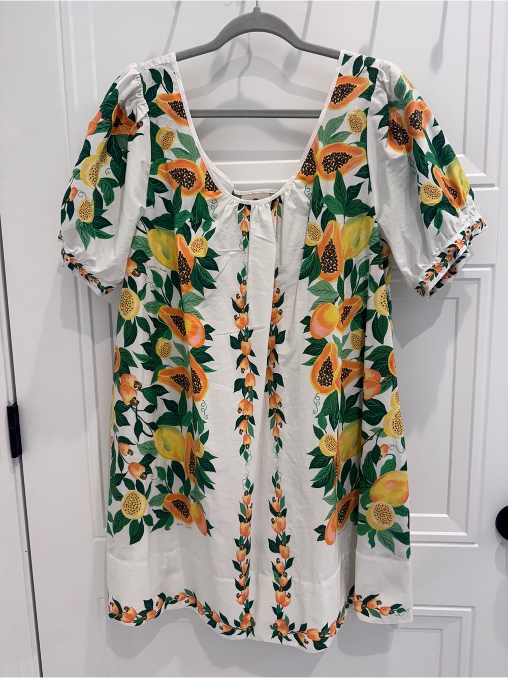 Farm Rio Papaya Salad Scarf Mini Dress Off-White Dress Size large - Picture 2 of 2
